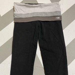 Pink Fold Over Leggings | Capri Crop